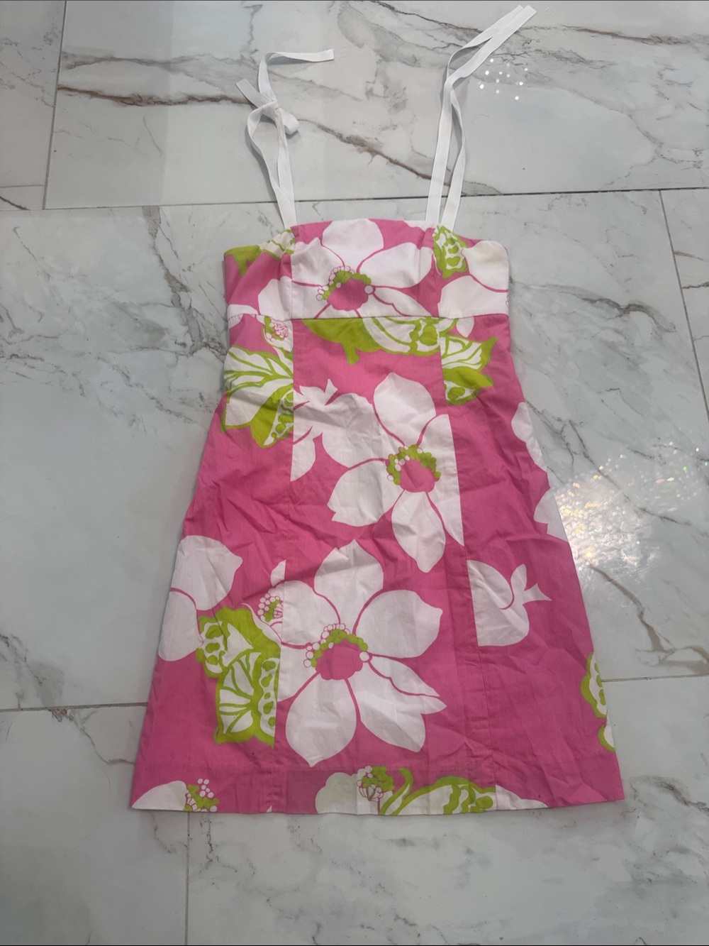 Lily Pulitzer Pink Floral Sundress with White Straps